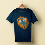 T-shirt with an illustrated graphic of an ass receiving an electric shock