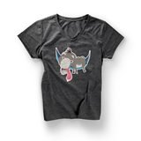 T-shirt with a printed illustration of an ass or donkey lying in a hammock