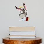 Illustration of a smart ass wearing spectacles near a stack of books